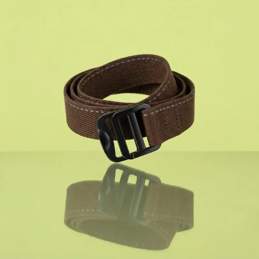 L.L. Bean Men’s Large OHAY7 Webbed Cloth Belt Brown Adjustable Metal Buckle